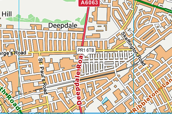 PR1 6TB map - OS VectorMap District (Ordnance Survey)