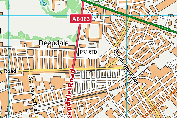 Deepdale Community Primary School map (PR1 6TD) - OS VectorMap District (Ordnance Survey)