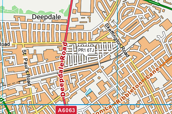 PR1 6TJ map - OS VectorMap District (Ordnance Survey)