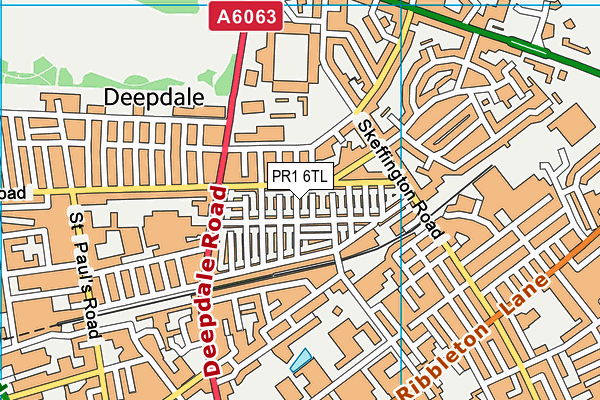 PR1 6TL map - OS VectorMap District (Ordnance Survey)