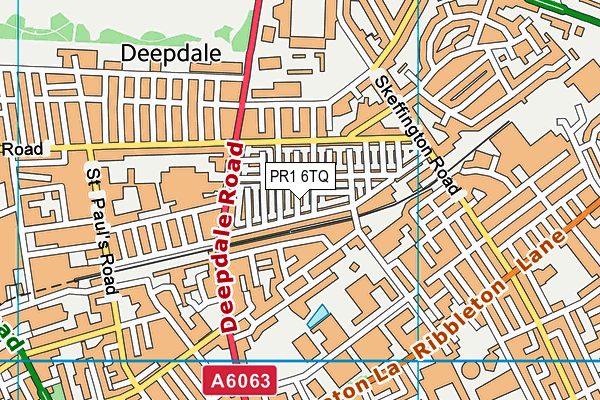 PR1 6TQ map - OS VectorMap District (Ordnance Survey)