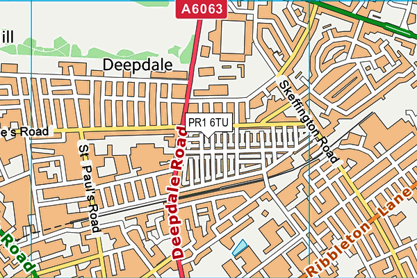 PR1 6TU map - OS VectorMap District (Ordnance Survey)