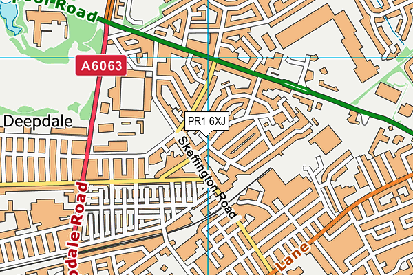 PR1 6XJ map - OS VectorMap District (Ordnance Survey)