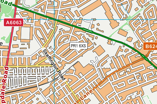 PR1 6XS map - OS VectorMap District (Ordnance Survey)