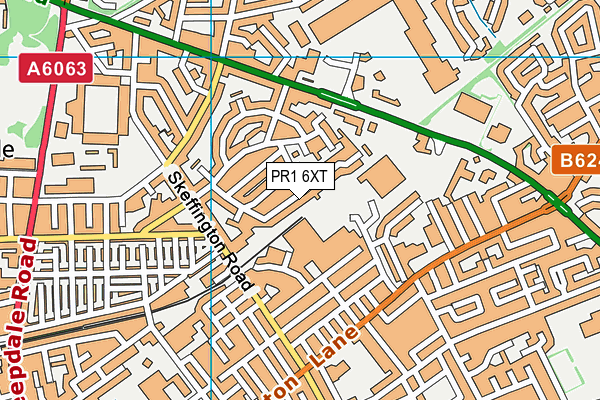 PR1 6XT map - OS VectorMap District (Ordnance Survey)