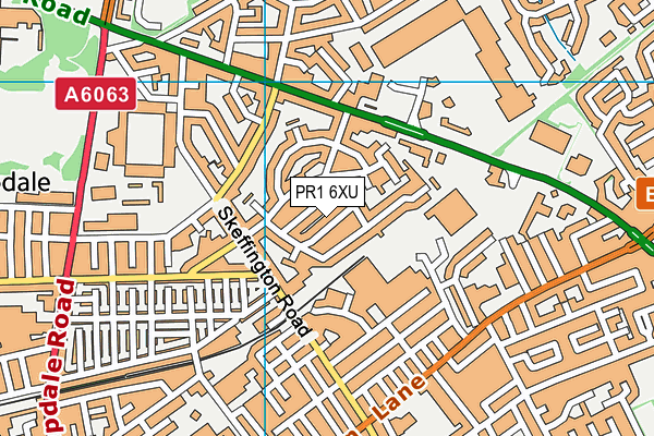 PR1 6XU map - OS VectorMap District (Ordnance Survey)