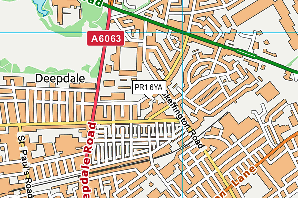 PR1 6YA map - OS VectorMap District (Ordnance Survey)