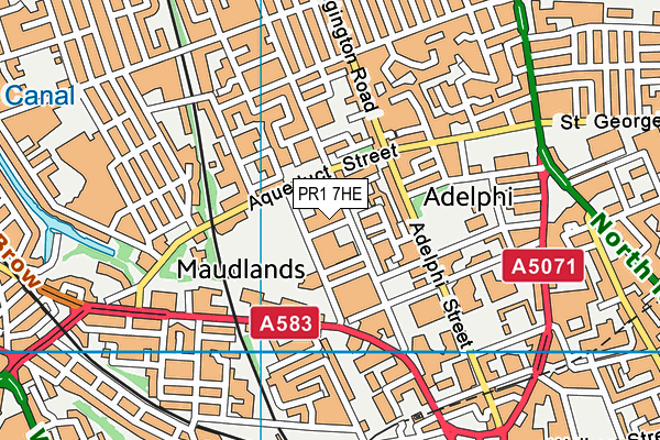 PR1 7HE map - OS VectorMap District (Ordnance Survey)