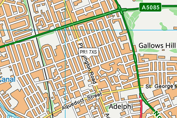 PR1 7XS map - OS VectorMap District (Ordnance Survey)