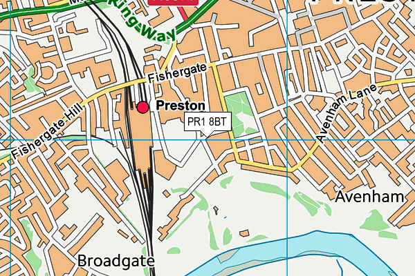 PR1 8BT map - OS VectorMap District (Ordnance Survey)