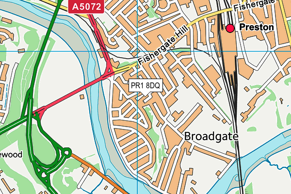 PR1 8DQ map - OS VectorMap District (Ordnance Survey)