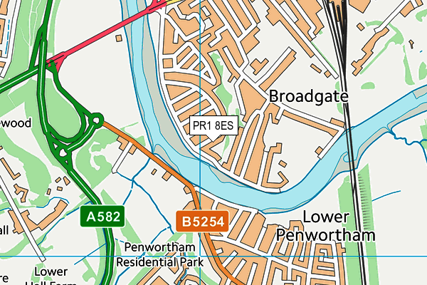 PR1 8ES map - OS VectorMap District (Ordnance Survey)