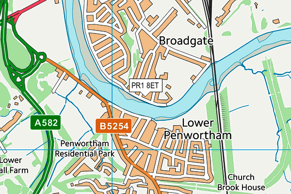 PR1 8ET map - OS VectorMap District (Ordnance Survey)