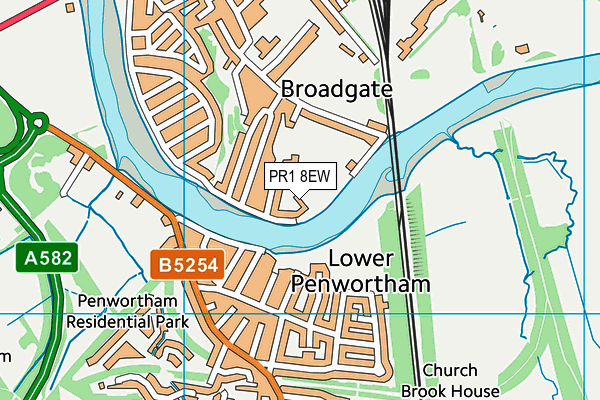 PR1 8EW map - OS VectorMap District (Ordnance Survey)