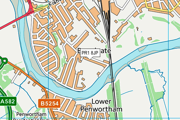 Preston Sports Club map (PR1 8JP) - OS VectorMap District (Ordnance Survey)
