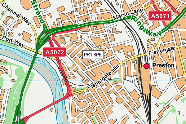 PR1 8PE map - OS VectorMap District (Ordnance Survey)