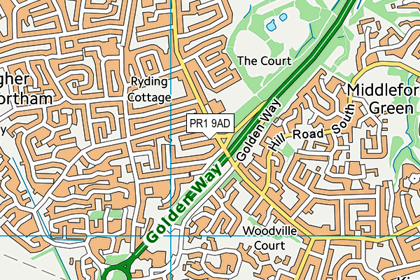 PR1 9AD map - OS VectorMap District (Ordnance Survey)