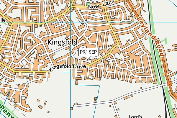 PR1 9EP map - OS VectorMap District (Ordnance Survey)