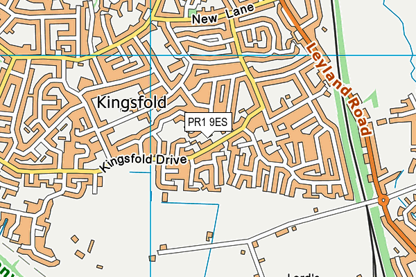PR1 9ES map - OS VectorMap District (Ordnance Survey)