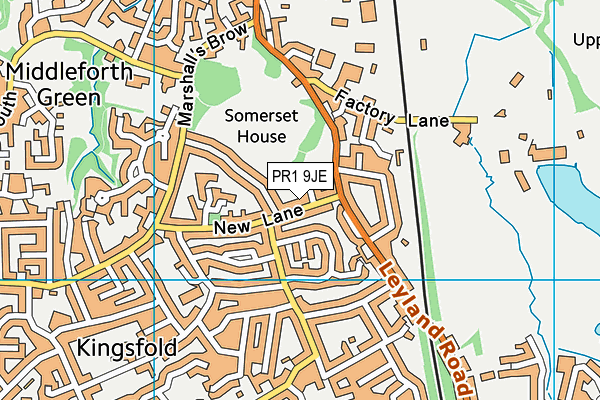 PR1 9JE map - OS VectorMap District (Ordnance Survey)