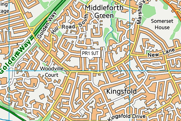 PR1 9JT map - OS VectorMap District (Ordnance Survey)