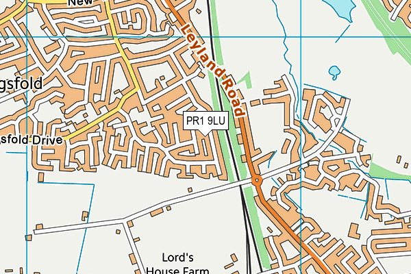 PR1 9LU map - OS VectorMap District (Ordnance Survey)