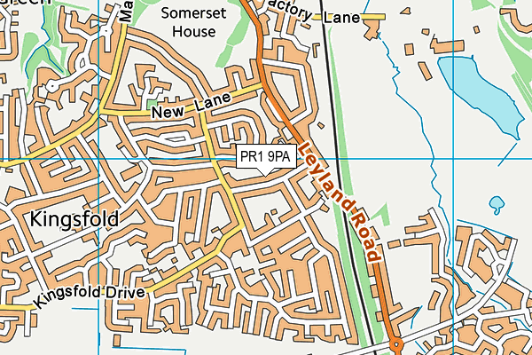 PR1 9PA map - OS VectorMap District (Ordnance Survey)