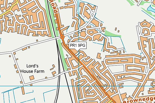 PR1 9PG map - OS VectorMap District (Ordnance Survey)