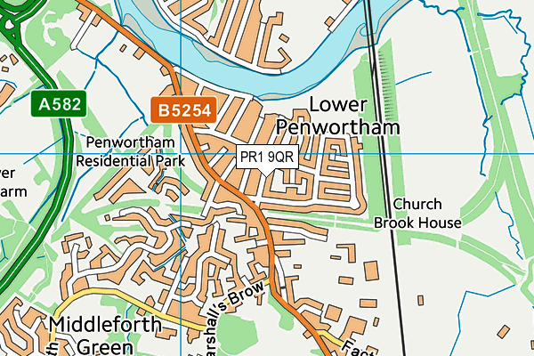 PR1 9QR map - OS VectorMap District (Ordnance Survey)