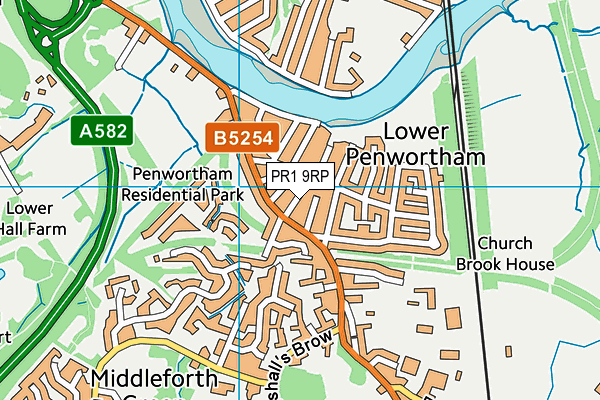 PR1 9RP map - OS VectorMap District (Ordnance Survey)