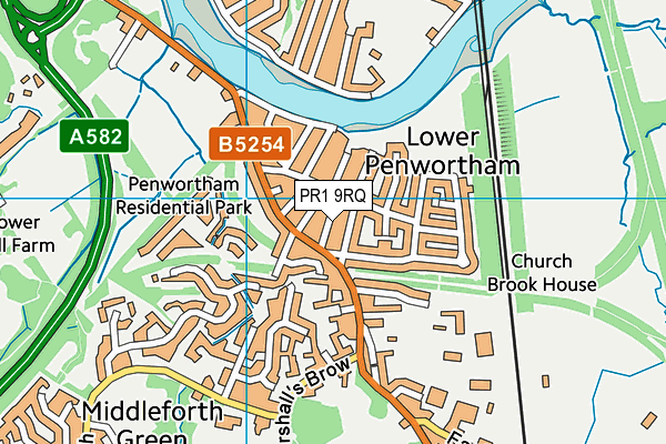 PR1 9RQ map - OS VectorMap District (Ordnance Survey)