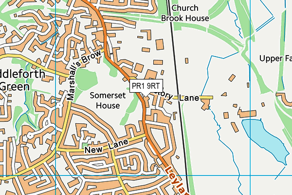 PR1 9RT map - OS VectorMap District (Ordnance Survey)