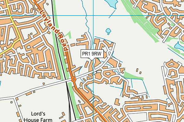 PR1 9RW map - OS VectorMap District (Ordnance Survey)