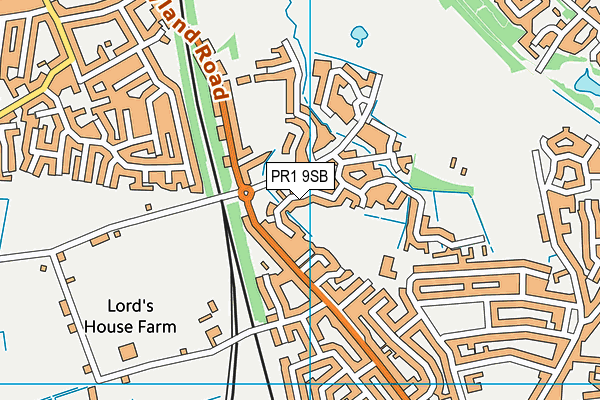 PR1 9SB map - OS VectorMap District (Ordnance Survey)