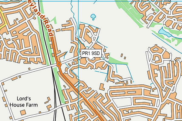 PR1 9SD map - OS VectorMap District (Ordnance Survey)
