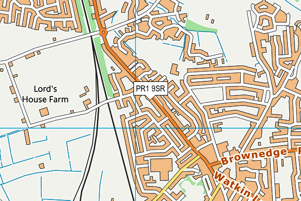 PR1 9SR map - OS VectorMap District (Ordnance Survey)