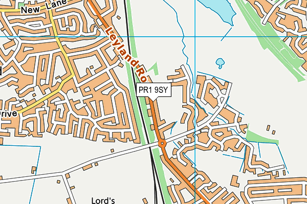 PR1 9SY map - OS VectorMap District (Ordnance Survey)