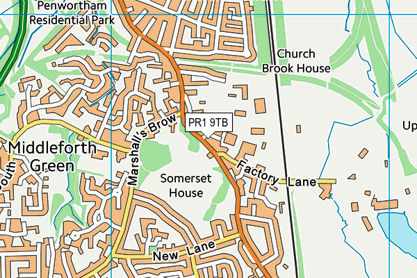 PR1 9TB map - OS VectorMap District (Ordnance Survey)