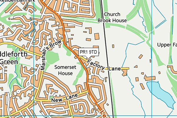 PR1 9TD map - OS VectorMap District (Ordnance Survey)