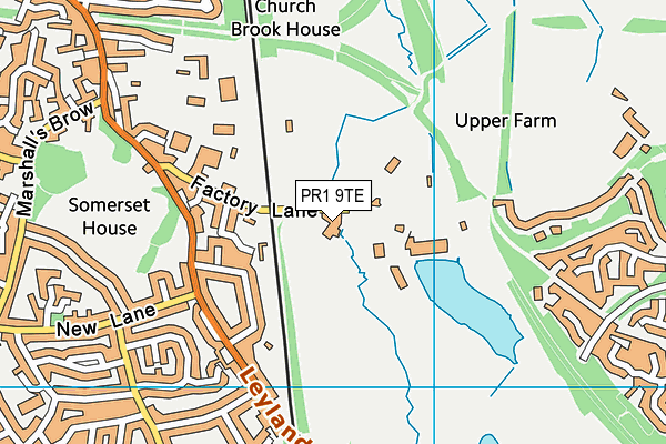 Factory Lane Playing Fields map (PR1 9TE) - OS VectorMap District (Ordnance Survey)