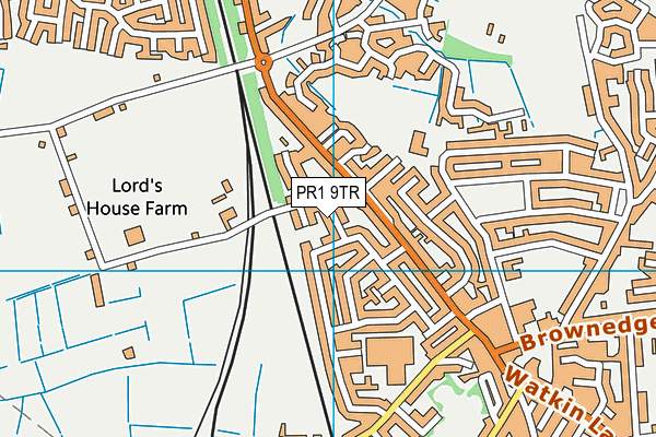 PR1 9TR map - OS VectorMap District (Ordnance Survey)