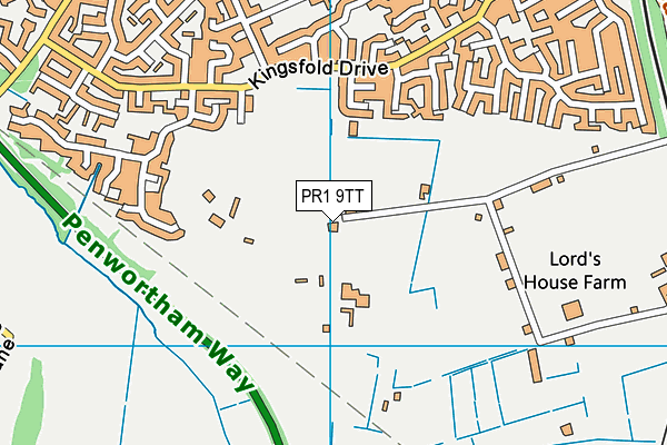 PR1 9TT map - OS VectorMap District (Ordnance Survey)