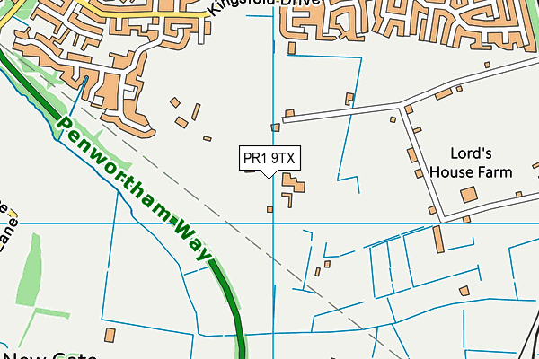 PR1 9TX map - OS VectorMap District (Ordnance Survey)