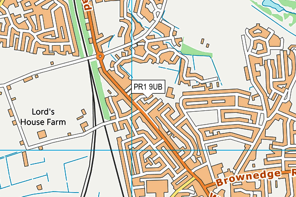 PR1 9UB map - OS VectorMap District (Ordnance Survey)
