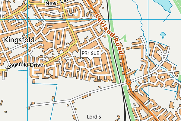 PR1 9UE map - OS VectorMap District (Ordnance Survey)