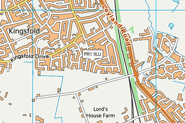 PR1 9UJ map - OS VectorMap District (Ordnance Survey)