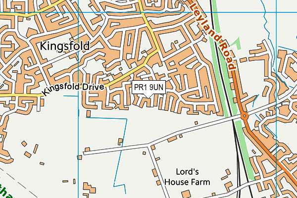 PR1 9UN map - OS VectorMap District (Ordnance Survey)