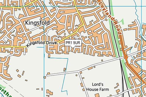 PR1 9UR map - OS VectorMap District (Ordnance Survey)