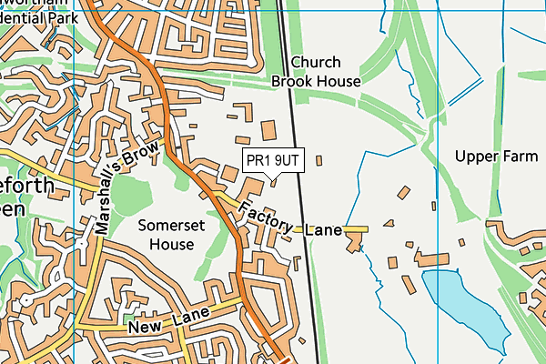 PR1 9UT map - OS VectorMap District (Ordnance Survey)