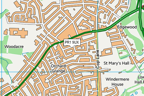 PR1 9UX map - OS VectorMap District (Ordnance Survey)